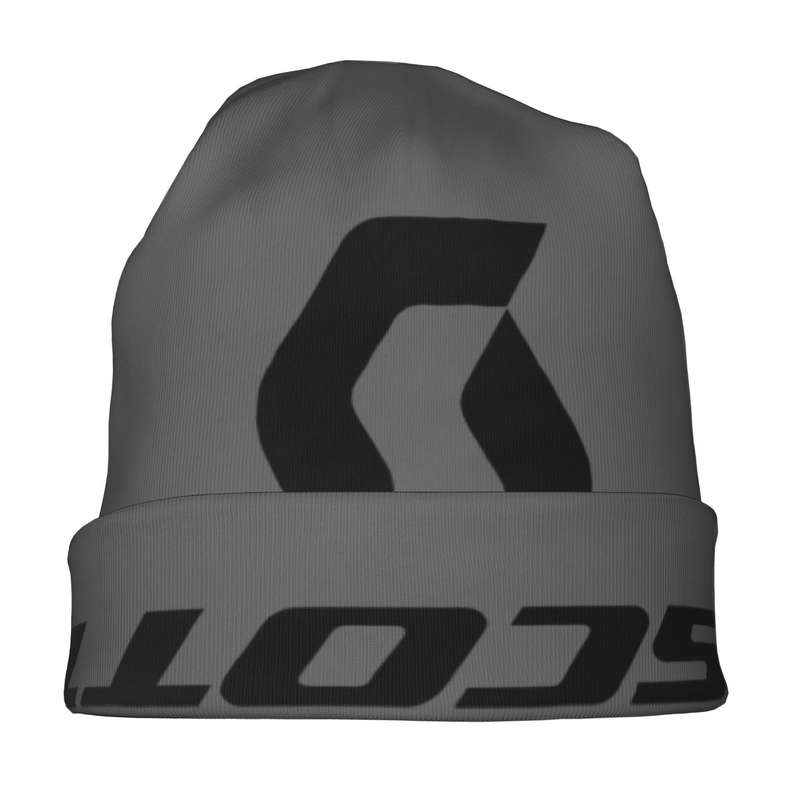 1pc Durable Build Scott Men's Stretch Knit Beanie Cap Fashionable Gray Cycling Hat with SCOTT P