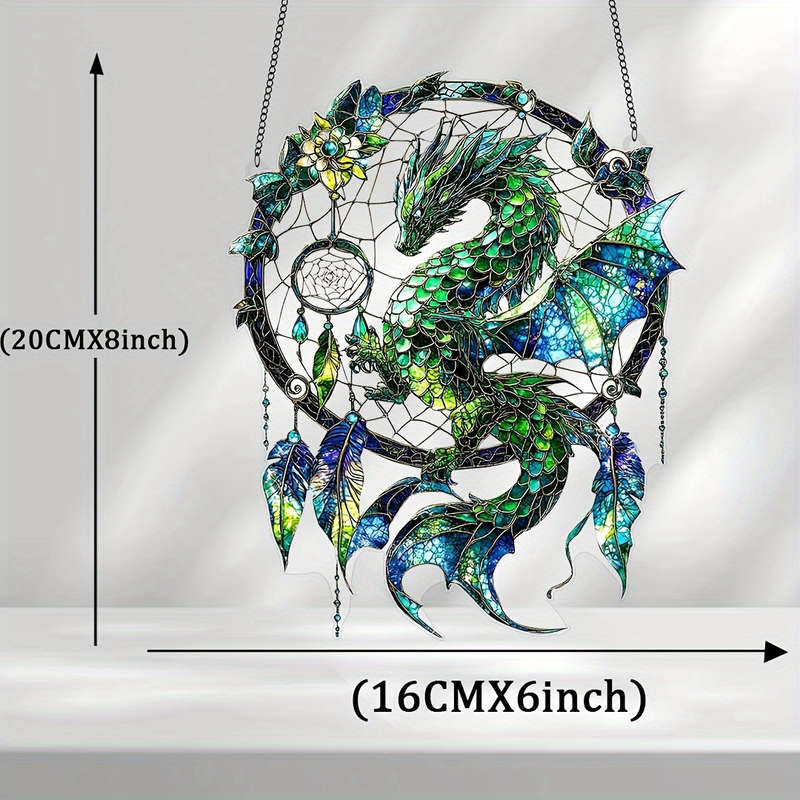 1pc 2D Flat  Magic Dragon Dream Catcher  Acrylic Light Catcher 20.32cm X 20.32cm cm Home Offi