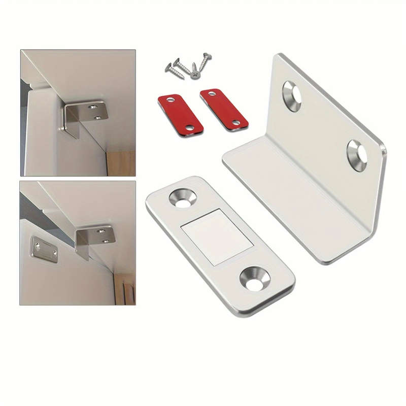 1Pc Magnetic Invisible L Shaped Silvery Non Perforated Magnetic Suction Push Pull Door Drawer Wardro