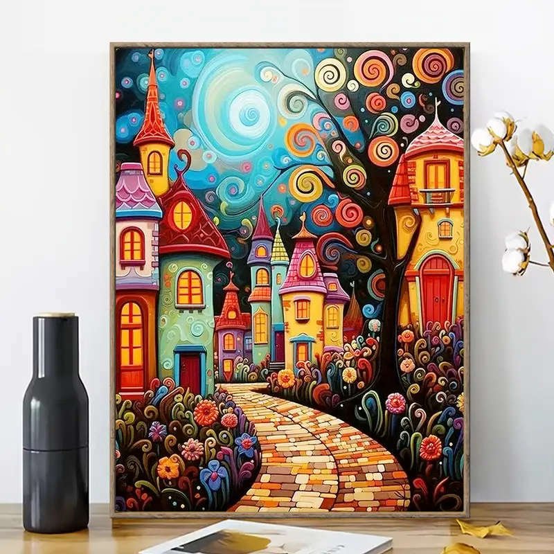1pc Print Painting 2D Fairy Tale Castle Canvas Art Perfect Home Decor Choice 30.48x40.64cm Unframed