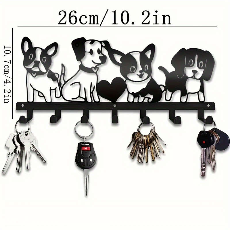 1pc Contemporary Dog Silhouette Metal Key Holder Wall Mount Easy Install Key Storage Box for Home