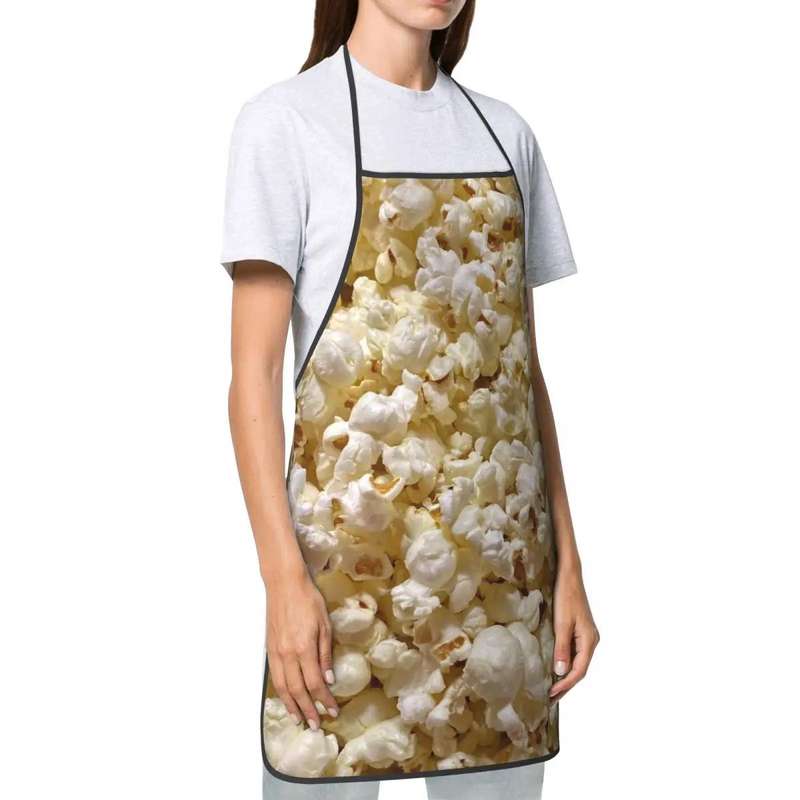 1pc Unisex Popcorn-Themed Apron "I'm a Popcorn Snack" Design Adjustable Strap Polyester Id