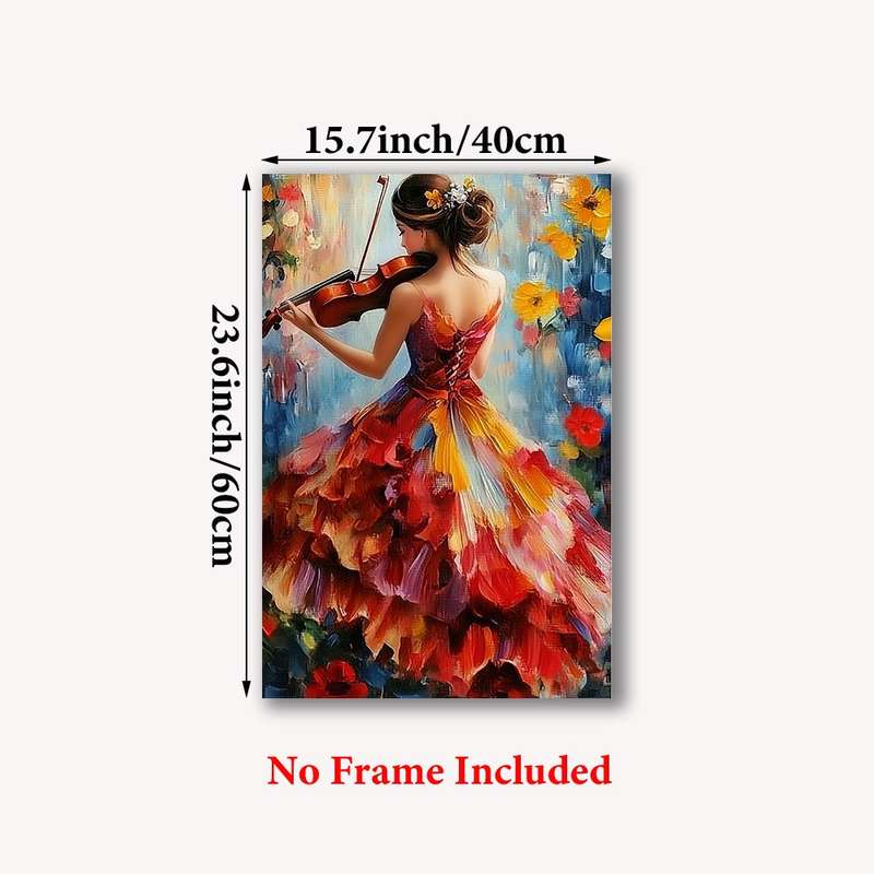 1pc  The girl playing the violin Canvas painting--unframed 40.64x60.96cm Morden for home dec
