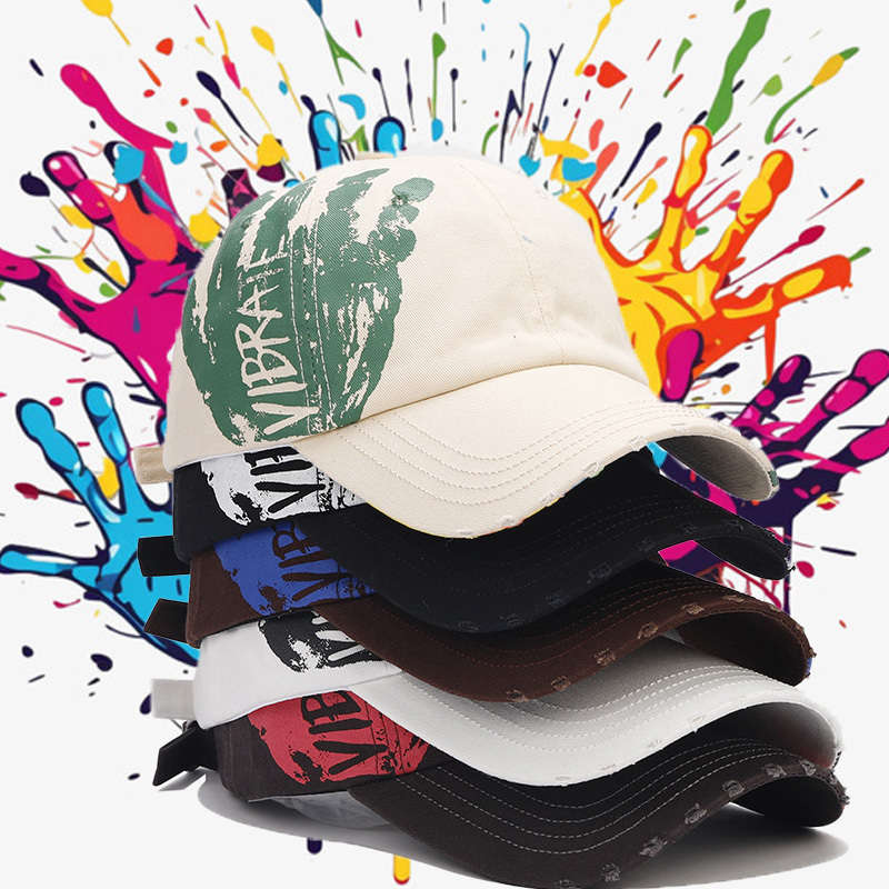 1pc Street Style Graffiti Baseball Caps Trendy Soft-Top Curved Brim 100% Polyester Hand-Washab