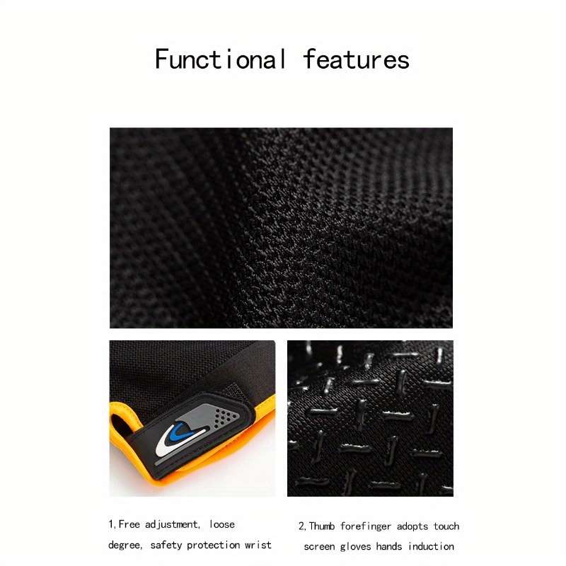 1 Pair Black Outdoor Sports Gloves