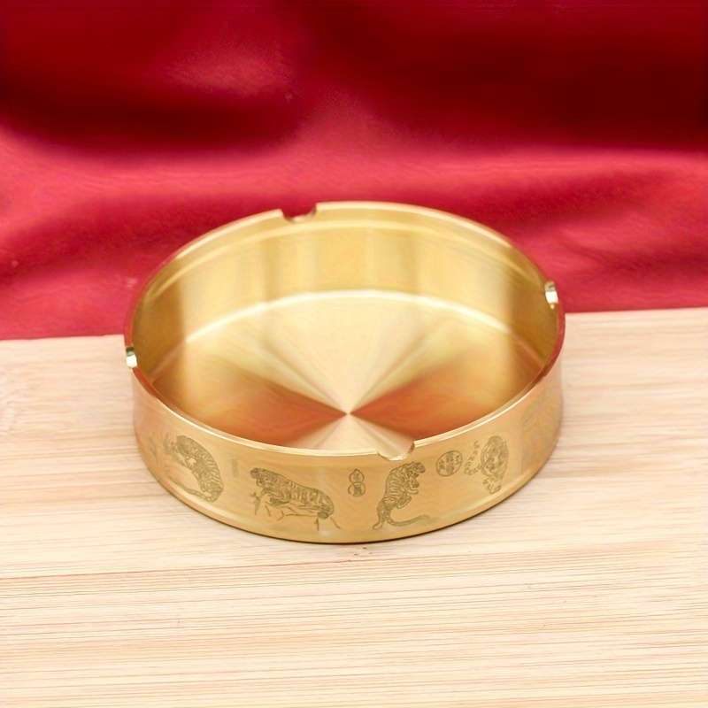 1pc Elegant Golden Tiger Dragon Design Brass Ashtray High-End Modern Traditional Style Ide