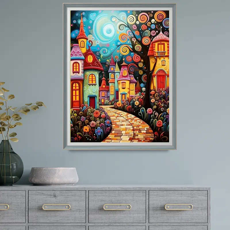 1pc Print Painting 2D Fairy Tale Castle Canvas Art Perfect Home Decor Choice 30.48x40.64cm Unframed