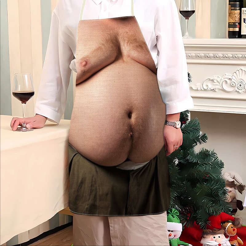 1pc Adjustable Linen Apron for Cooking BBQ Gardening Fun Big Belly Design Ideal for Kitchen a