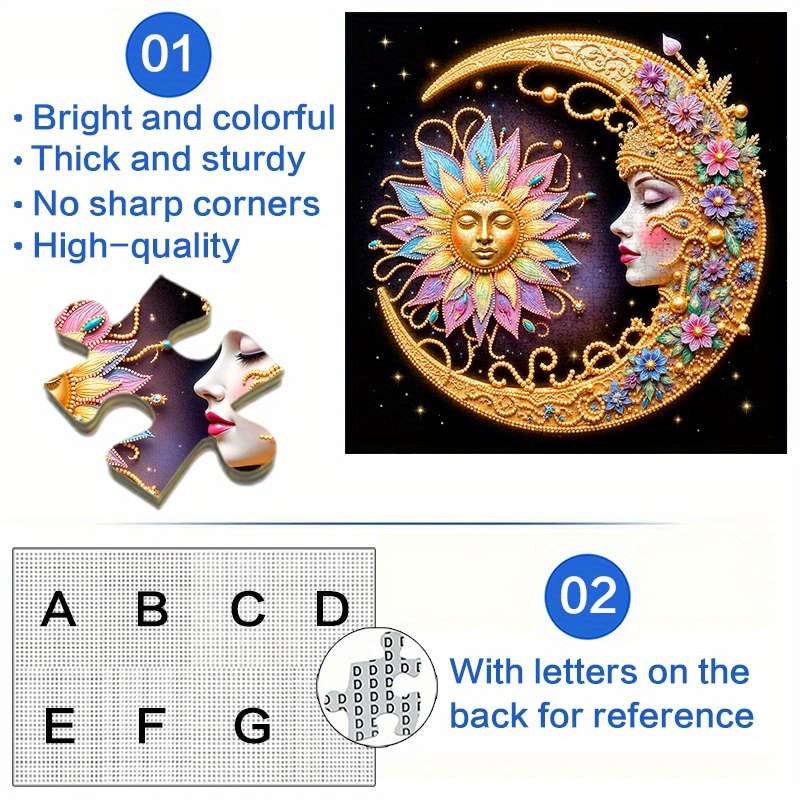 1000pcs Moon and Sun Jigsaw Puzzle Intricate Floral Design Scratch High Quality