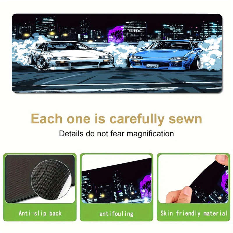 1pc 30x60cm Anime-Inspired Racing Car Mouse Pad with Rubber Base Non-Slip Desk Mat