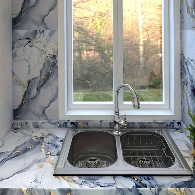 1PC Wall StickersGray Blue Golden60cmX100cm