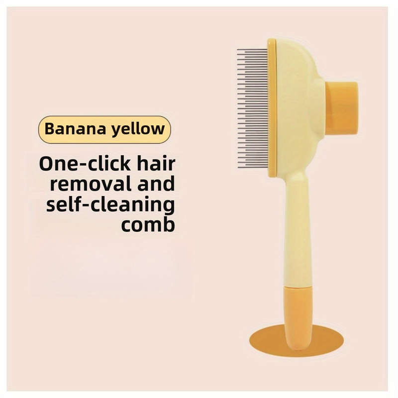 1pc Long And Short Needle Row Comb Yellow Pet Comb