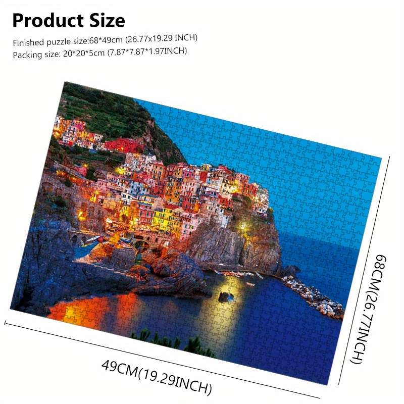 1000pcs Cinque Terra Night View Jigsaw Puzzle Manarola Italy 1.8mm Thick Paper Pi