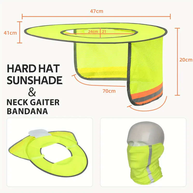 Reflective Safety Helmet Sunshade And Neck Gaiter Set