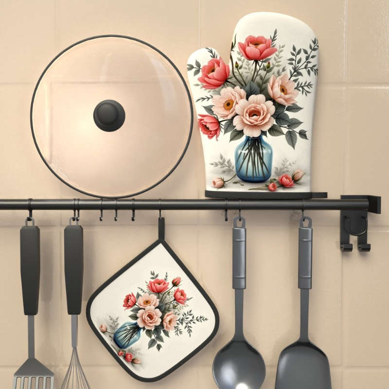 2pcs 26.92x17.02 cm Heat Resistant Oven Mitts And Potholders