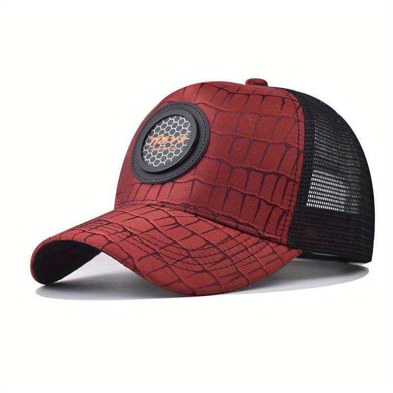1pc A Men'S Stylish Round Logo Embroidered Baseball Cap a Fashionable And Versatile Flat-Brimmed H
