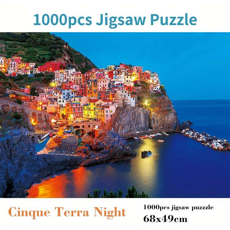 1000pcs Cinque Terra Night View Jigsaw Puzzle Manarola Italy 1.8mm Thick Paper Pi