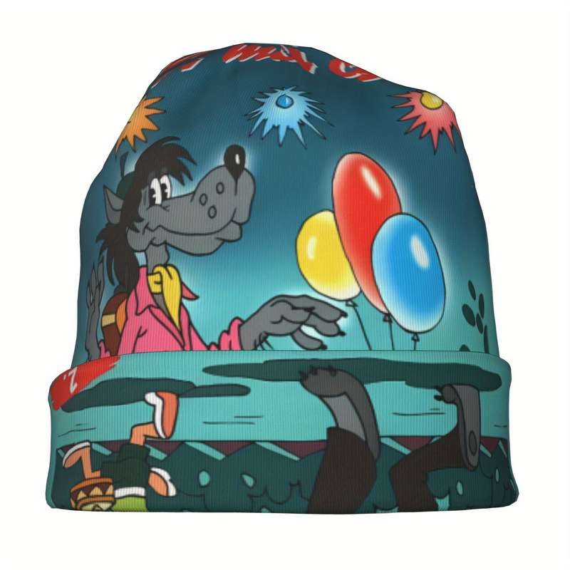 1pc BIIHUDU Men'S Wolf Rabbit Beanie Caps Polyester 95% Elastane 5% Funky Fashion Knitting for