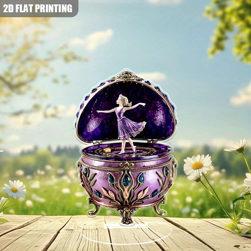 1pc 2D Flat    Acrylic Music Box Decorative Ornament with Charming Dancing Elf Design Re