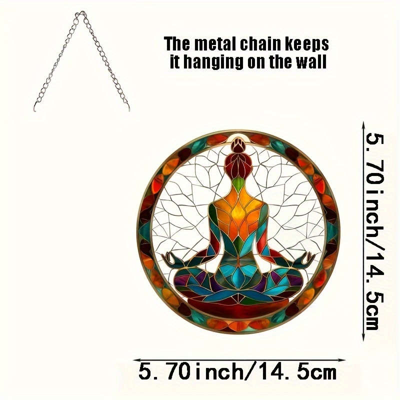 1pc 2D Flat  A  Acrylic Decorative Piece Yoga Style Acrylic Sun Catcher Colorful Glass Style