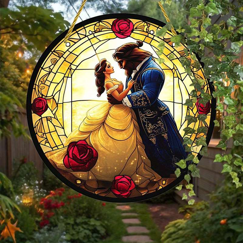 1pc 2D Flat  Beast from Beauty and the Beast Suncatcher  Stained Acrylic Window Hanging for O