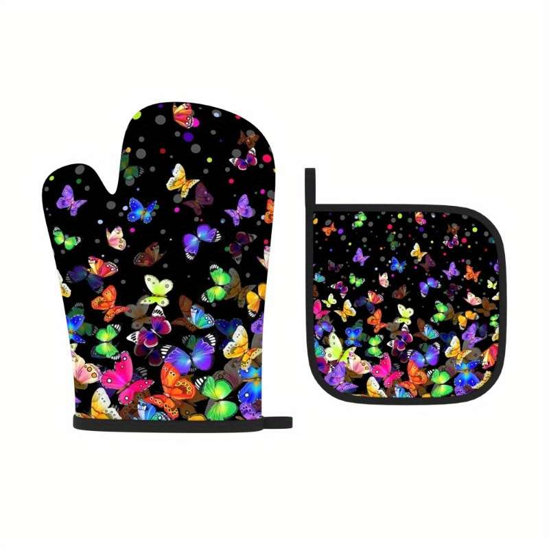 2pcs 26.92x17.02 cm Heat Resistant Oven Mitts And Potholders