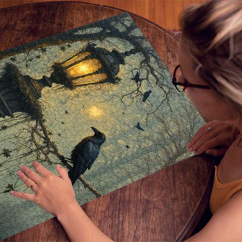 1000pcs Raven Lantern Paper Puzzle Large Adult Jigsaw Toy with Waterproof Scrat