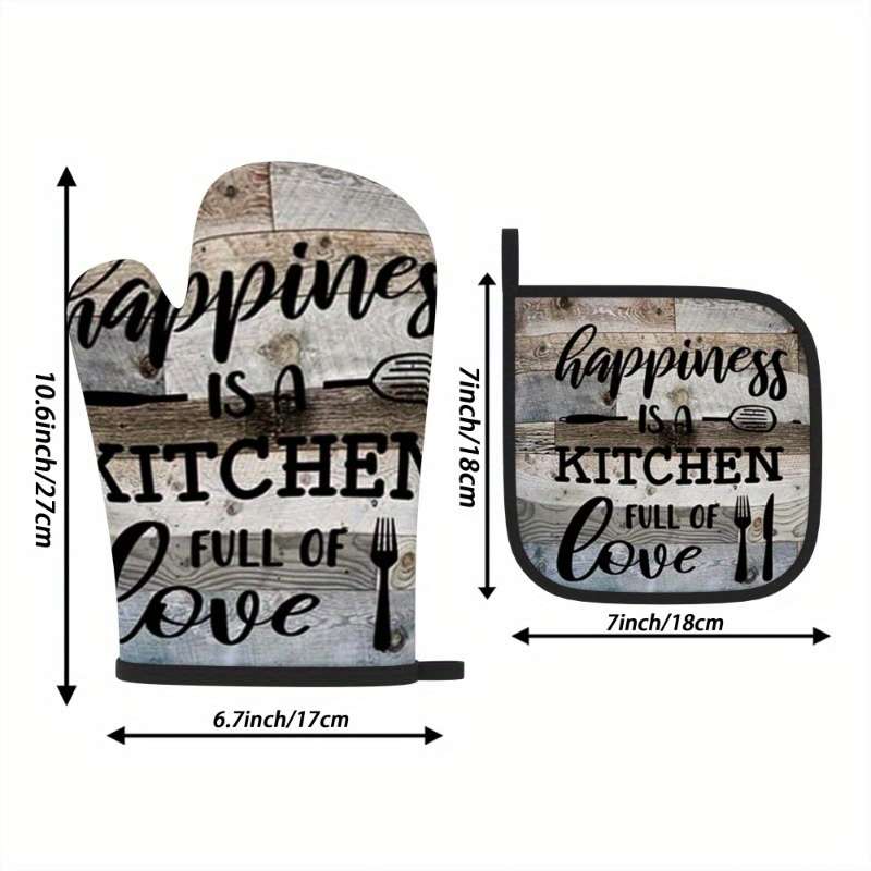 2pcs Heat Resistant Oven Mitts 2pcs Rustic Wooden Design Polyester Oven Mitts and Pot Holders