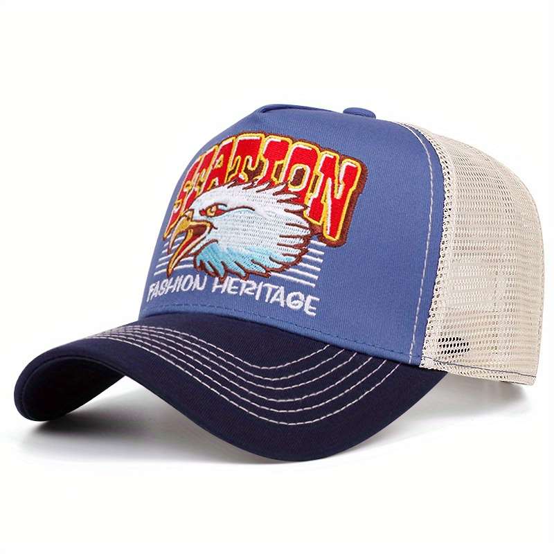 1pc Men's Outdoor Sports Baseball Cap Collection Multi-Color Polyester Mesh Back Eag