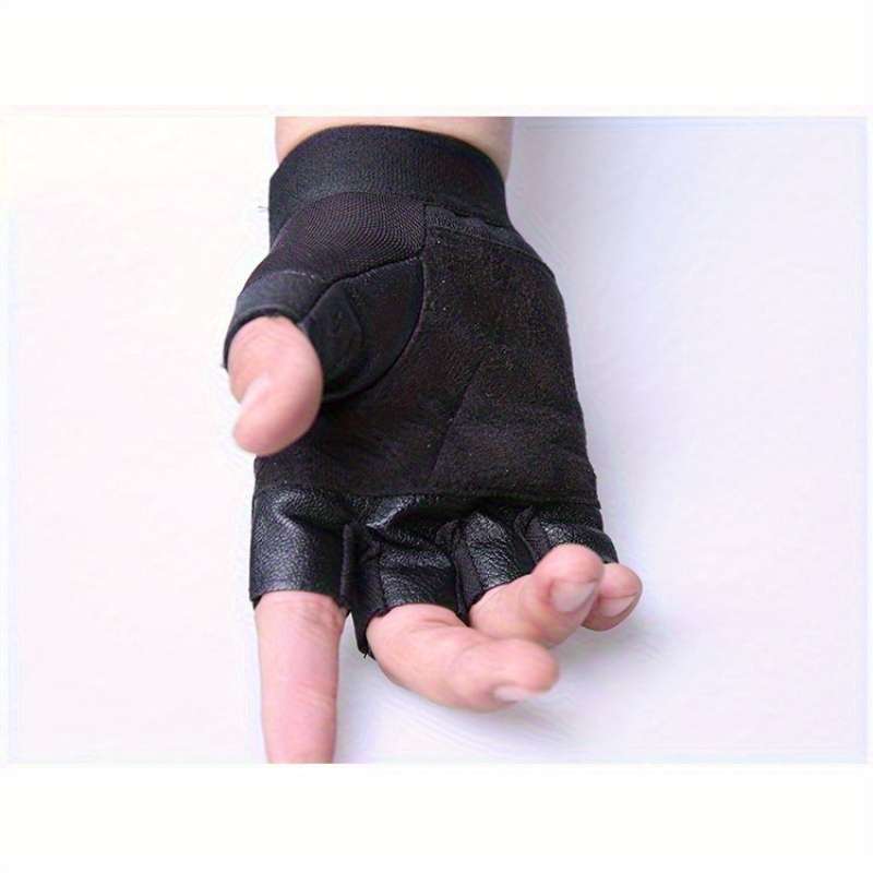 1 Pair Black PU One Size Outdoor Sports Gloves