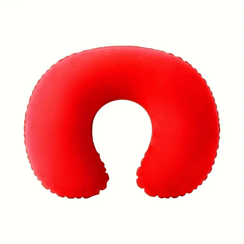 1pc Inflatable U-Shaped Neck Pillow PVC Flocking Ergonomic Design for Comfort Lightweight for Campin