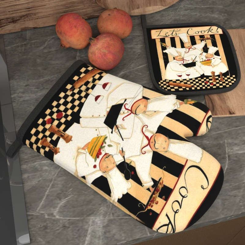 2pcs 26.92x17.02 cm Heat Resistant Oven Mitts And Potholders