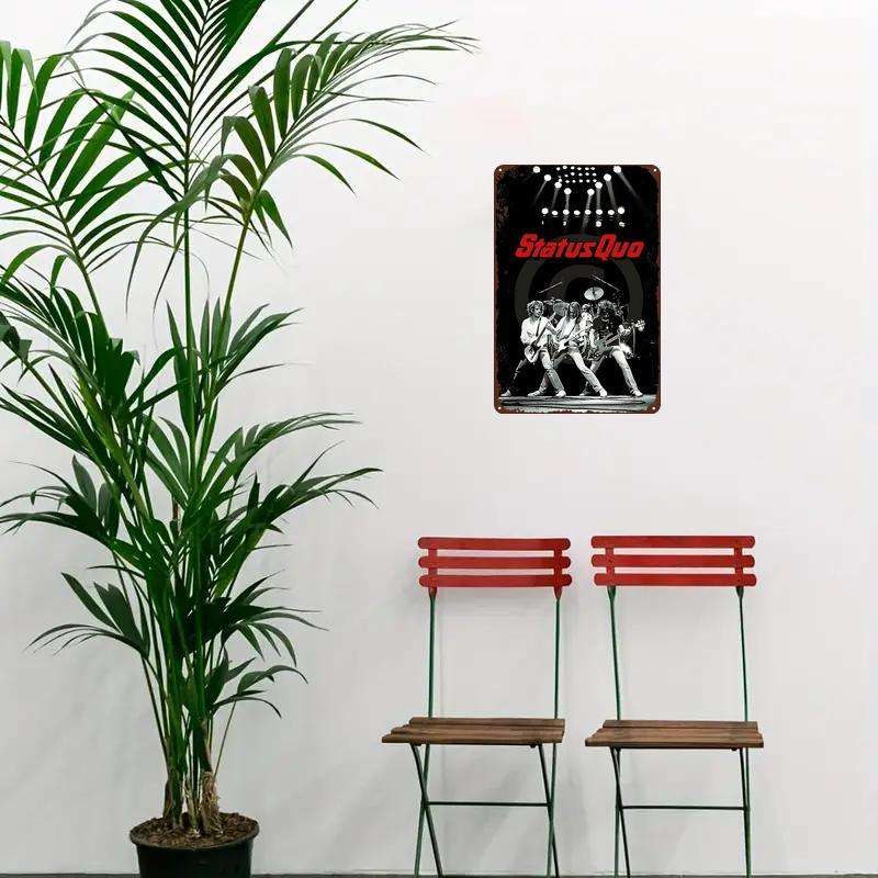 1pc Vintage Status Quo Signboard 20.32 cmX 30.48cm Perfect for Men'S Caves Bars Cafes Garage