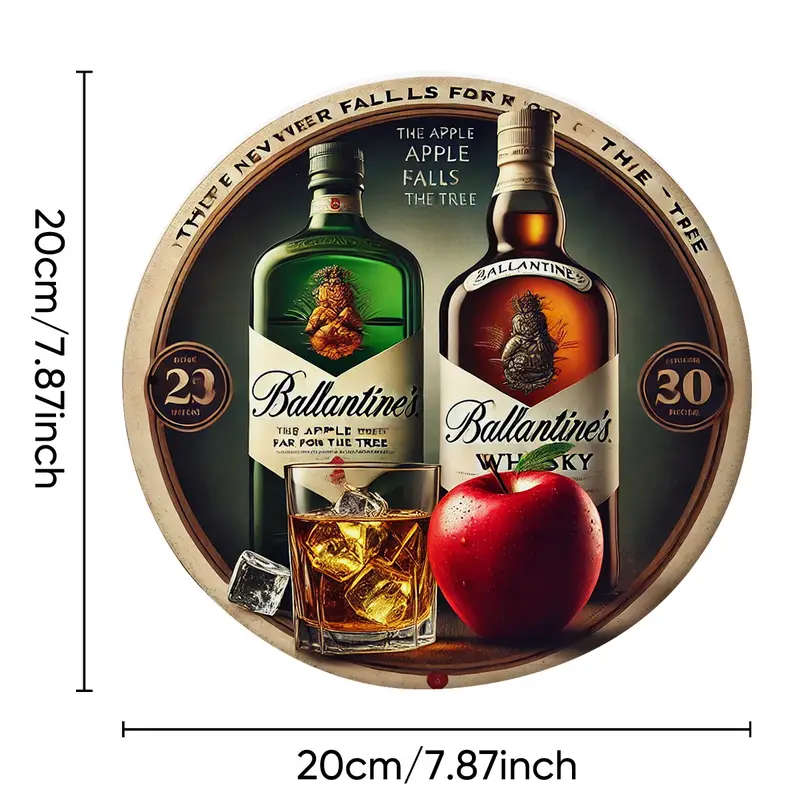 1pc Scotch Whisky Retro Aluminum Sign 20x20cm Vintage Circular Advertising Metal Plate Ideal