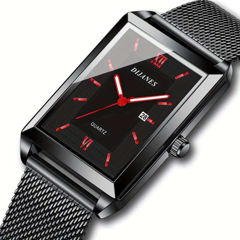1Pc Classic Casual Men's Square Watch Men's Dating Quartz Watch Color Sent Randomly