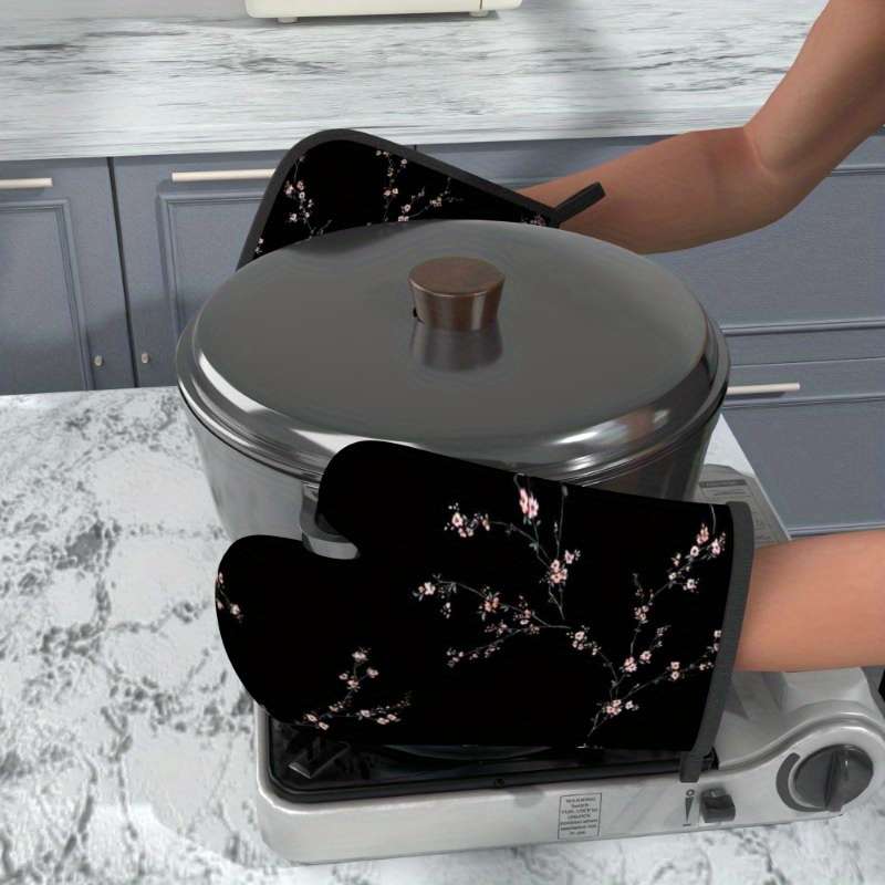 2pcs 26.92x17.02 cm Heat Resistant Oven Mitts And Potholders