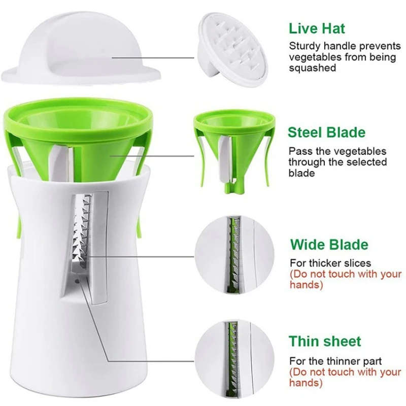 1pc Julienne Slicer Spiral Funnel Slicer Rotating Vegetable Cutter Vegetable Grater