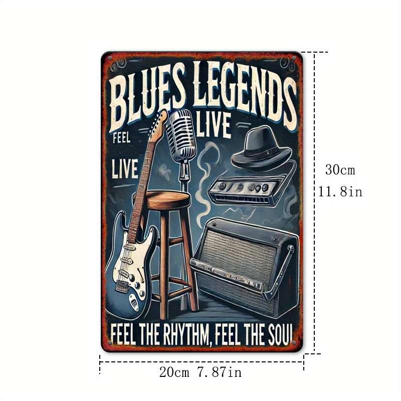 1pc  Classic Blues Legends 30.48x20.32 cm Iron Sign Vintage Music Themed Wall Hanging Decor fo