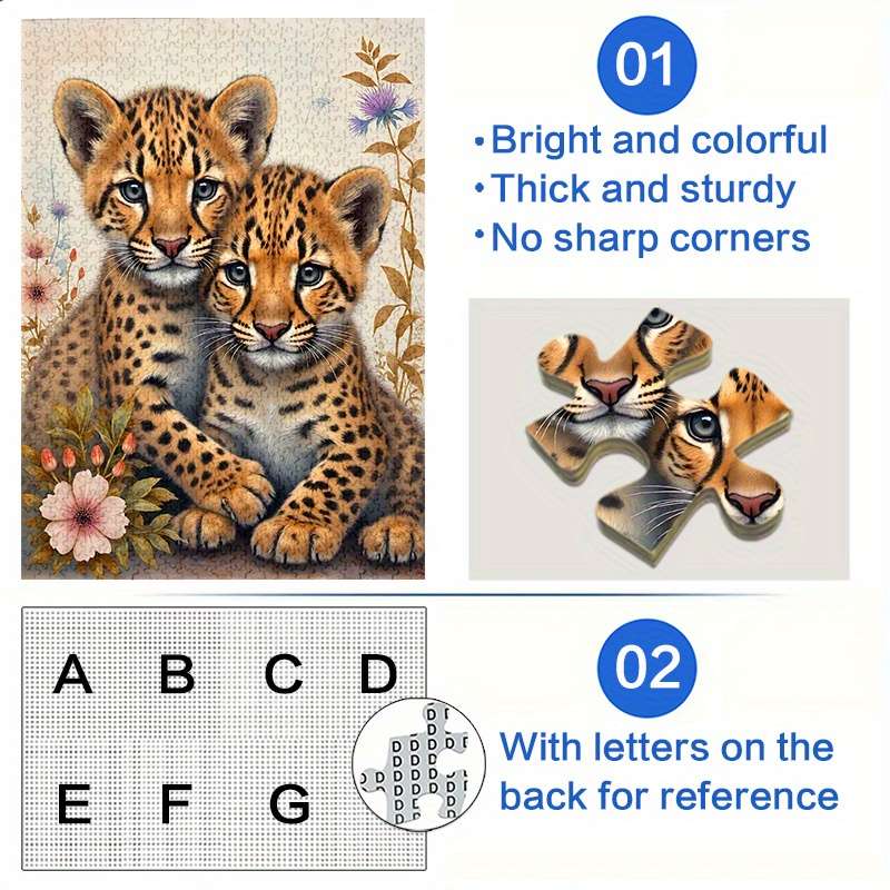 1000pcs Leopard Brothers Jigsaw Puzzle Premium Paper Anti-Scratch Waterproof Ch