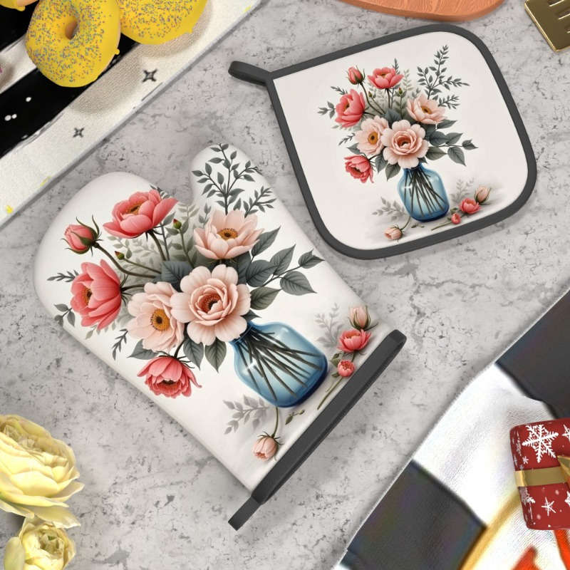 2pcs 26.92x17.02 cm Heat Resistant Oven Mitts And Potholders