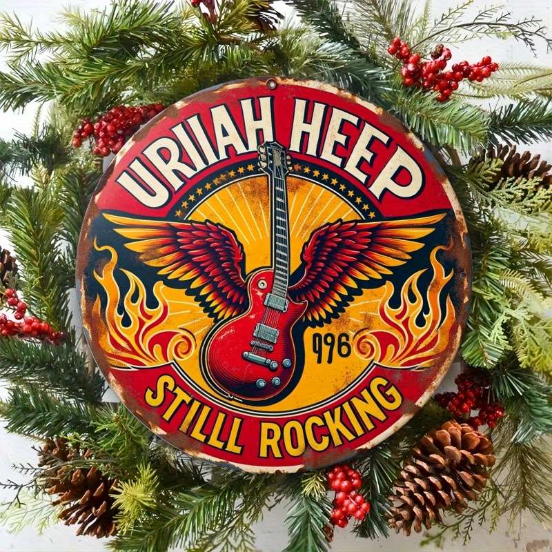 1pc  Uriah Heep Still Rocking Guitar Vintage Iron Sign Art Deco Style 20.32x20.32 cm Wall Han