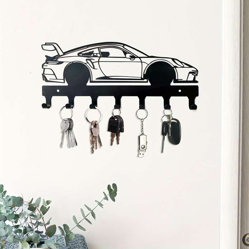Industrial Style Metal Car Key HolderWall Mounted Automotive Key Hooks with Easy Installation Po