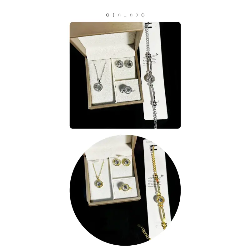 4 Piece Jewelry Set, Boho Elegant Style with Necklace, Earrings, Bracelet, Ring