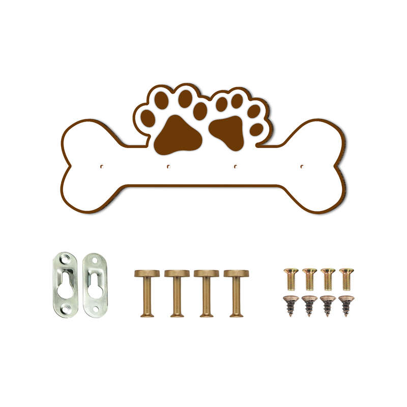 1pc Charming Wooden Dog Paw  Bone Design Wall Hanger with 4 HooksKey  Leash Organizer Perfect