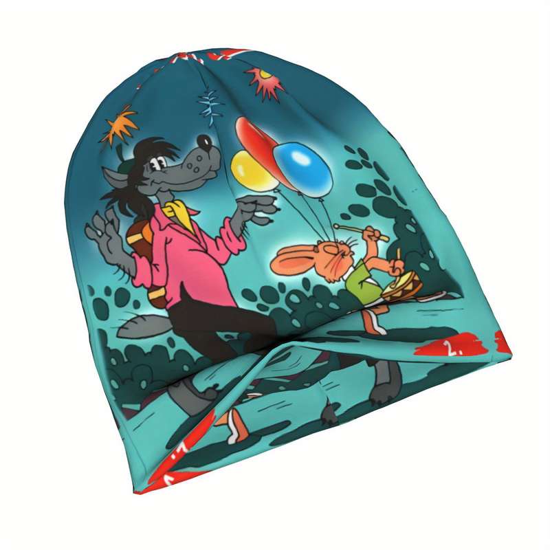 1pc BIIHUDU Men'S Wolf Rabbit Beanie Caps Polyester 95% Elastane 5% Funky Fashion Knitting for