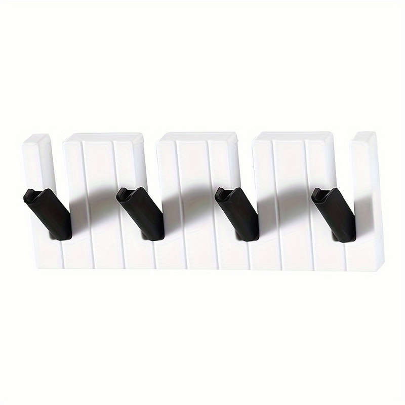 1pc Piano Keyboard Design Wall-Mounted Hook Rack Durable Plastic Easy Installation Multi-Function
