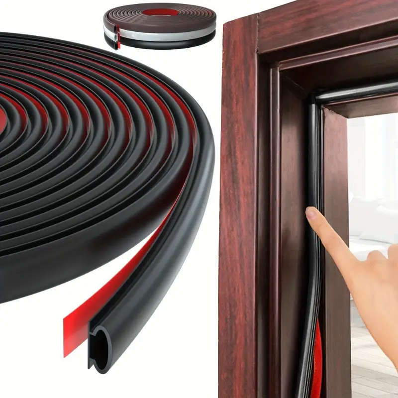 1pc Self-Adhesive Rubber Door Seal Strip 3m Anti-Theft Soundproof Windproof Anti-Collision Dust-Proo