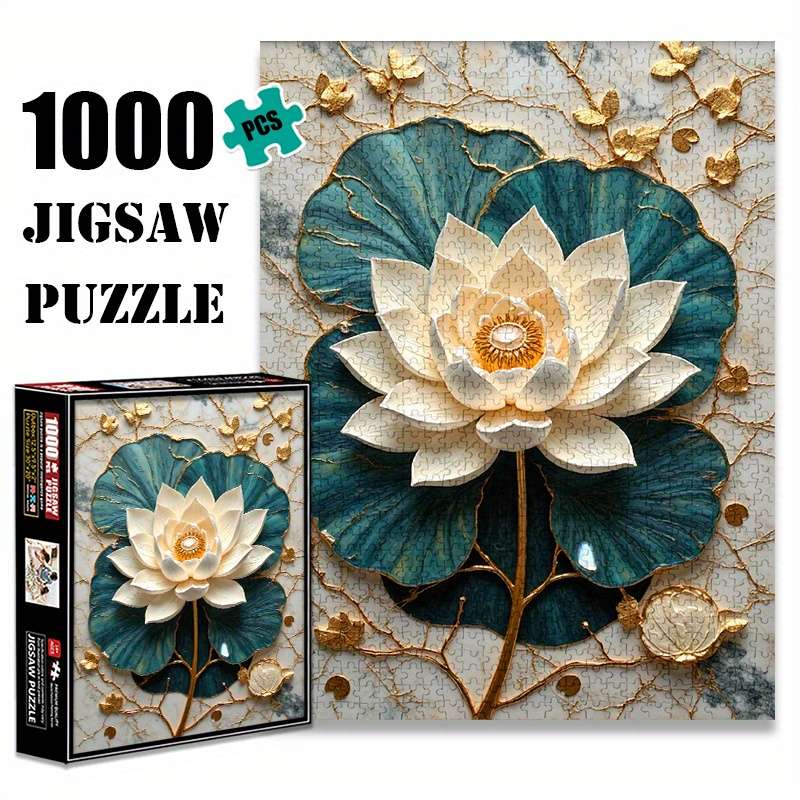 1000pcs Large Jigsaw Puzzle Paper Material White Color Rectangle Shape Senior Ski