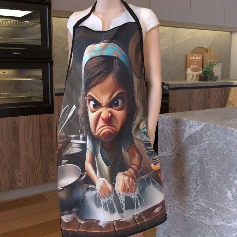 1Pc Kitchen Apron 23.5x31.5 Girl Washing Dishes Baking Soft Chef Apron