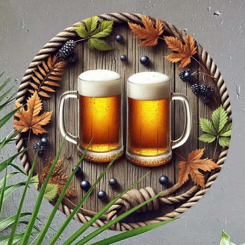 1pc Room Decor Rustic Countryside Aluminum Wall Art Sign 19.81x19.81 cm Vintage Round Plaque for Sea